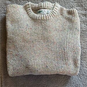 Mens Crewneck Speckled Knit Sweater - Cream
